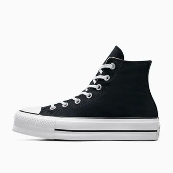 Converse Chuck Taylor All Star Lift Platform Black and White High-Top Sneakers - Picture 3 of 16